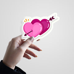 Double Heart With Arrow Witty Sticker