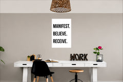 Manifest Believe Receive Wall Decor Witty Poster