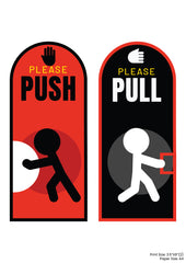 Push & Pull Premium A4 Size Vinyl Stickers