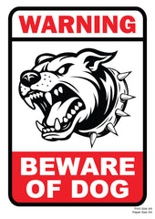 Warning Beware of Dog Premium A4 Size Vinyl Stickers