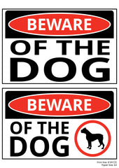Beware of the Dog Premium A4 Size Vinyl Stickers