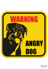 Warning Angry Dog Premium A4 Size Vinyl Stickers