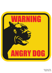 Warning Angry Dog Premium A4 Size Vinyl Stickers