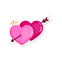 Double Heart With Arrow Witty Sticker
