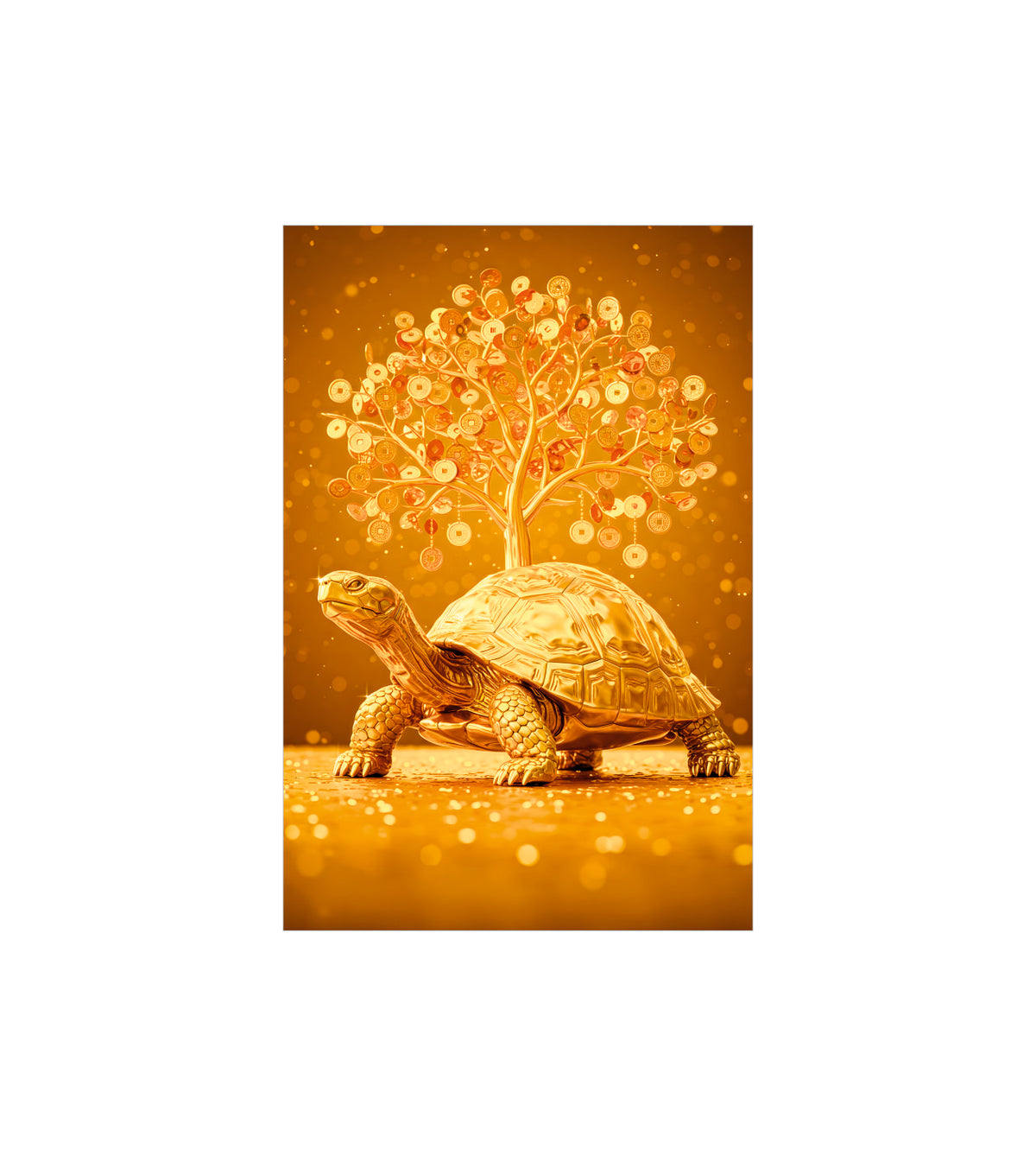 Lucky Vastu Turtle with Money Tree Wall Decor Devotional Poster