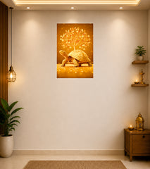 Lucky Vastu Turtle with Money Tree Wall Decor Devotional Poster