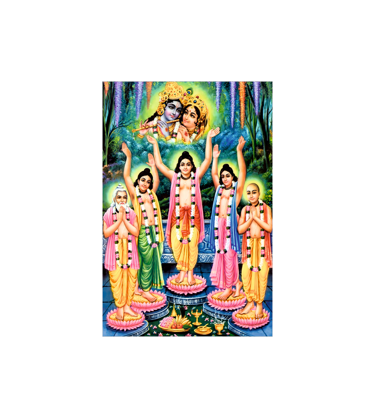 Sri Pancha Tattva with Radha Krishna Wall Decor Devotional Poster