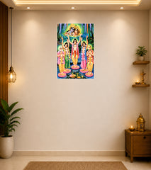 Sri Pancha Tattva with Radha Krishna Wall Decor Devotional Poster