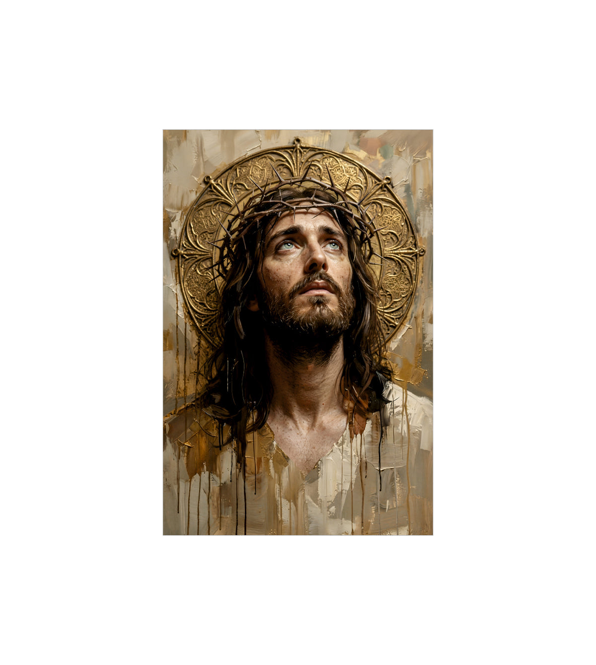 Jesus Christ Wearing a Crown Of Thorns Wall Decor Devotional Poster