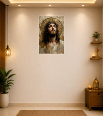 Jesus Christ Wearing a Crown Of Thorns Wall Decor Devotional Poster