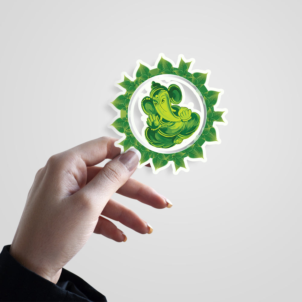 Ganpati Bappa (Green) Witty Sticker
