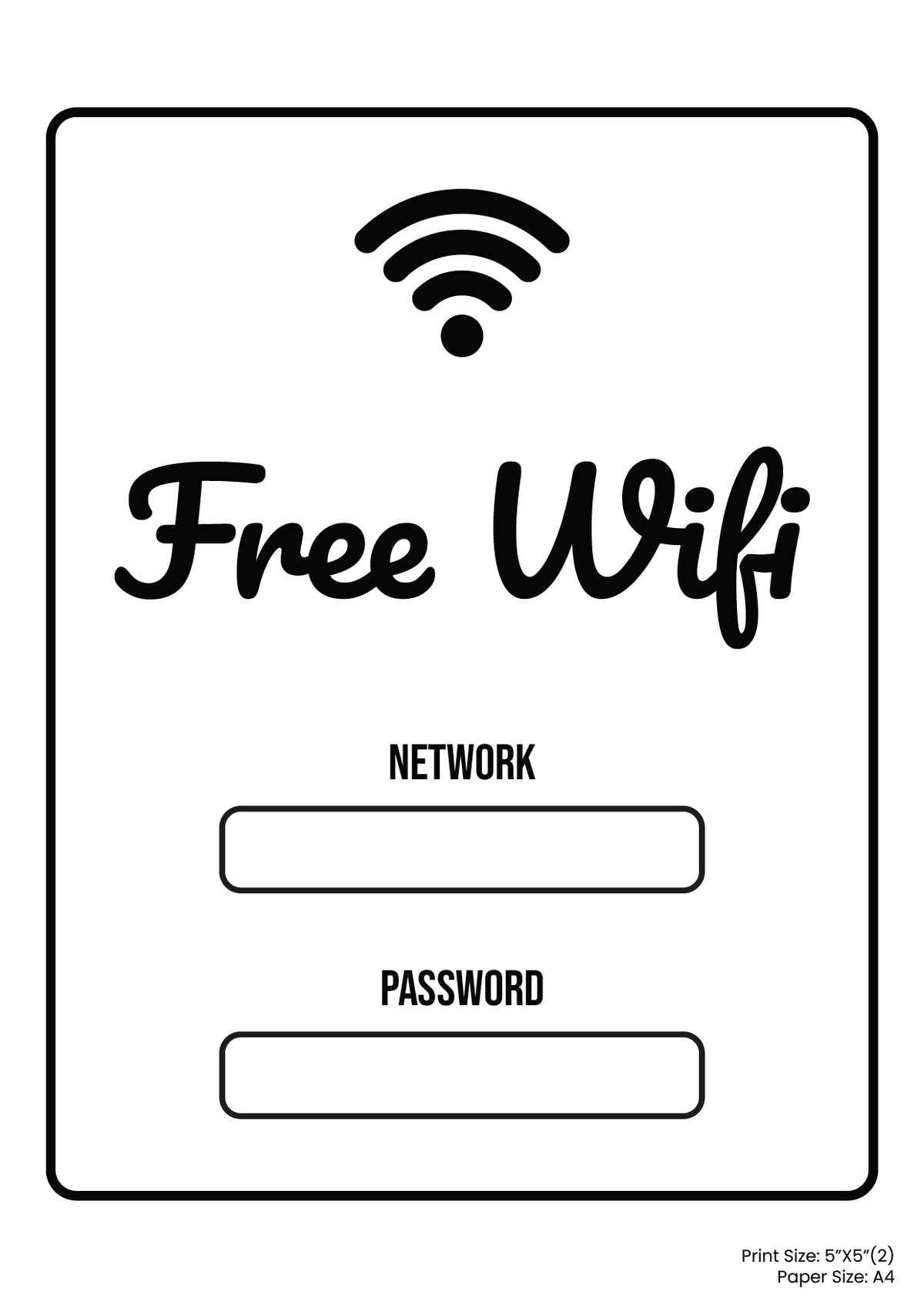 Free Wifi Premium A4 Size Vinyl Stickers