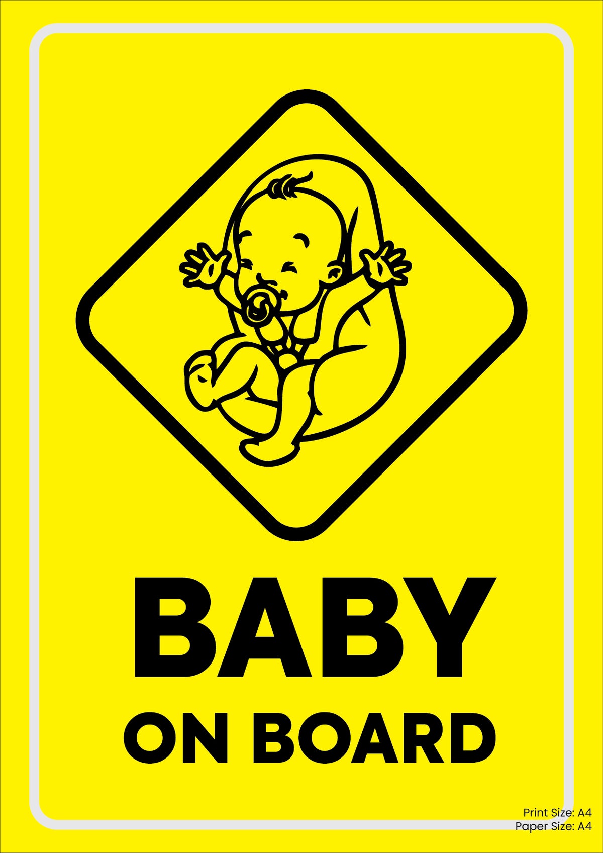 Baby On Board Premium A4 Size Vinyl Stickers