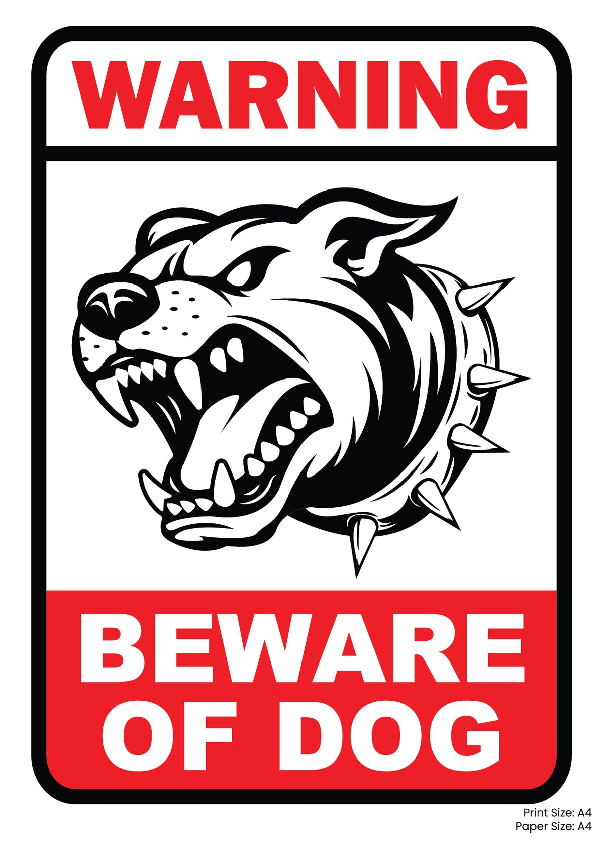 Warning Beware of Dog Premium A4 Size Vinyl Stickers